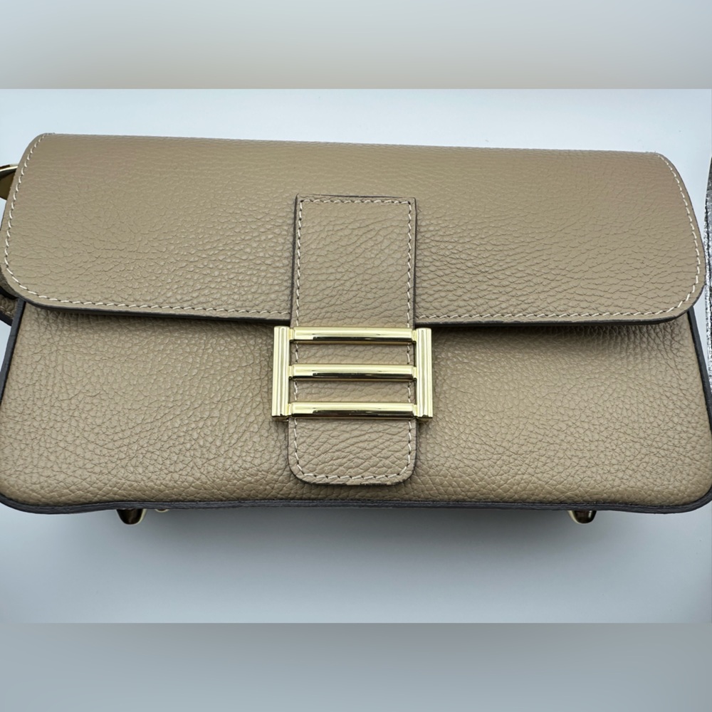 Divina Firenze Leather Flap Baguette Crossbody